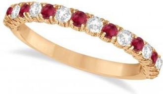 Allurez Ruby & Diamond Wedding Band Anniversary Ring in 14k Rose Gold (0.75ct)