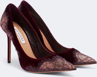 Aquazzura Salones Meadow de terciopelo con encaje