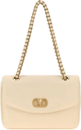 Valentino Garavani Djuna Medium Chain Bag - Dames - Schoudertassen - Wit - ONE Size - Leer - Tassen