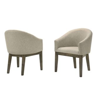 Best Master Furniture Upholstered Barrel-Style Dining Chairs, Set of 2, Reclaimed Weather Grey