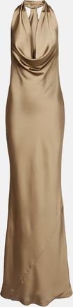 Norma Kamali Draped halterneck satin gown