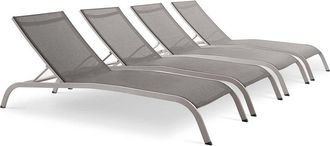 ModWay Savannah Set Of 4 Outdoor Patio Mesh Chaise Loungers