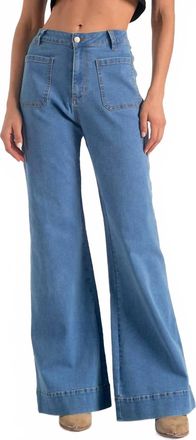 Elan Patch Pocket High Rise Wide Leg Jeans In Medium Wash