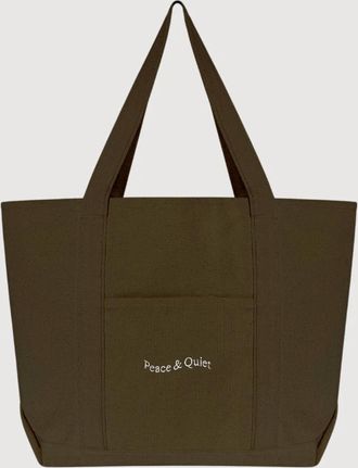 Museum of Peace and Quiet Womens Classic Wordmark Boat Tote Bag In Brown