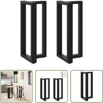 vidaXL Gambe in acciaio - Gambe per tavolo da bar a forma di T 2 pz nere 50x35x(90-91) cm in acciaio