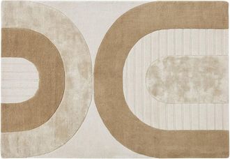 Maisons du monde Alfombra con patr&oacute;n de arcos, tufted y cincelada, beige, blanca y marr&oacute;n 160x230