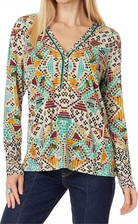 Johnny Was The Janie Favorite Long Sleeve Button Henley Tee In Etris