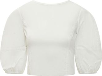 Pinko White Solid Round Neck Top