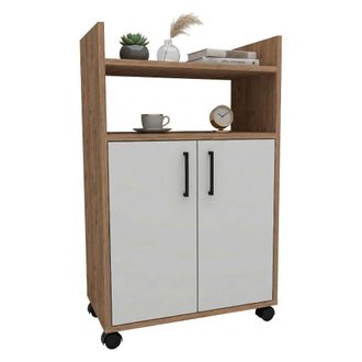 Dmora Armario Multiuso 2 Puertas Marzi, 4 Estantes, 2 Puertas, 3 Compartimentos, 60x97h Cm Marr&oacute;n Roble