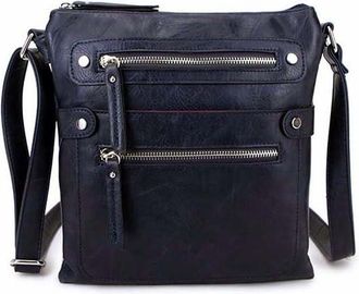 The Accessory Co. Womens Cross Body Bag Messenger Multi Compartment Large Over Shoulder Satchel Handbag Long Strap (9: Navy Blue)