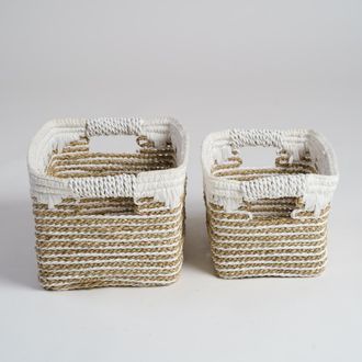 Wanda Collection Wanda Collection - Lote De 2 Cestas De Almacenamiento De Fibra Vegetal Caty