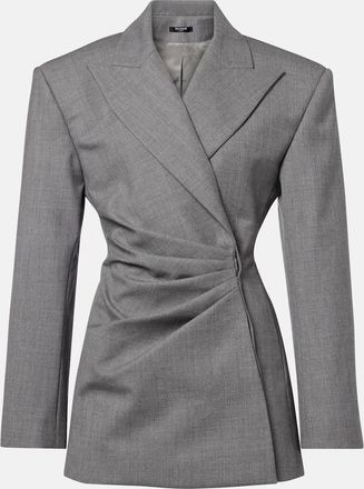 Balmain Draped virgin wool blazer dress