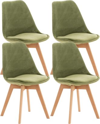 Clp Clp - Set De 4 Sillas De Comedor Linares Verde Claro Terciopelo