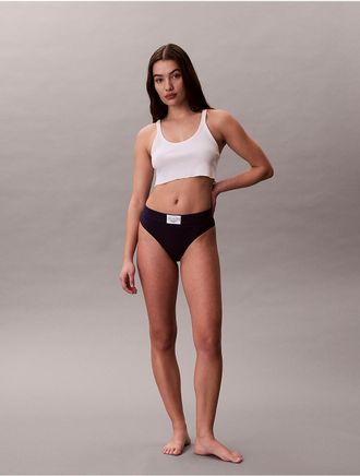 Calvin Klein Womens Heritage Classic Cotton Stretch Thong - Blue - XL