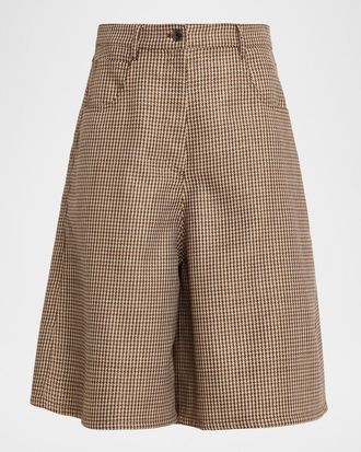Brunello Cucinelli Wool-Blend Houndstooth Bermuda Shorts