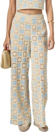 English Factory Embroidered Wide Leg Pants in Powder Blue at Nordstrom, Size X-Small