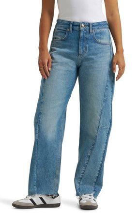 Lee Rider Low Slung Mid Rise Raw Hem Barrel Leg Jeans in Memory Trip at Nordstrom, Size 26