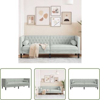 vidaXL Divano 3 posti - Divano Chesterfield con Rinforzi 3 Posti Grigio Chiaro Velluto