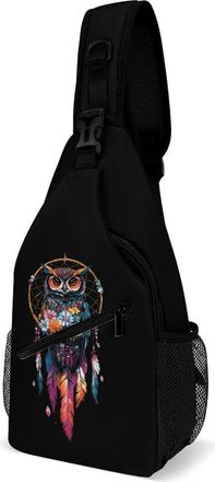 Generic Owl Dream-catcher Mens Crossbody Chest Sling Bag for Travel Hiking Lightweight Shoulder Bags with Small Side
