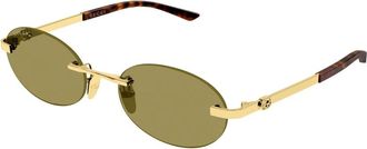 Gucci Ovaal montuur zonnebril - Dames - Zonnebrillen - Geel - 55 MM - Nylon - Accessoires