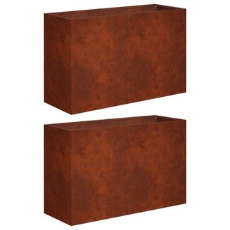 vidaXL Macetero De Jard&iacute;n 2 Uds. Oxidado 80 X 30 X 40 Cm Acero Oxidado Vidaxl