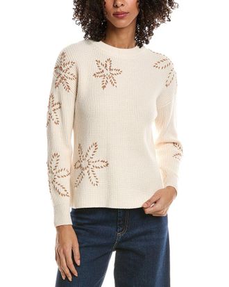 T Tahari Flower Embroidery Sweater