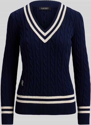 Lauren Ralph Lauren Slim Fit Strickpullover aus reiner Baumwolle in Marine, Gr&ouml;&szlig;e XL