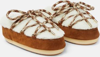 Moon Boot Suede-trimmed shearling mules