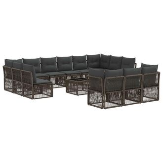 vidaXL Set Divano Da Giardino 14 Pz Grigio Polyrattan Vidaxl
