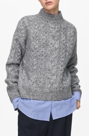 Mango Perkins Cable Stitch Sweater in Medium Heather Grey at Nordstrom, Size X-Small