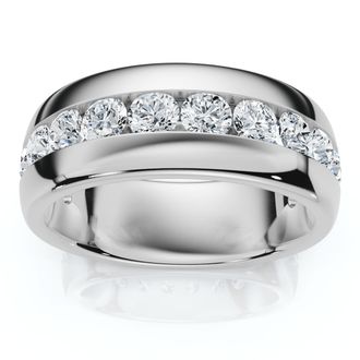 Pompeii3 1 1/2Ct Mens Diamond Wedding Anniversary Ring 10k Gold Channel Set Lab Grown