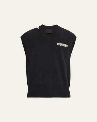 Simone Rocha Mens Embellished Merino Seam Bite Vest