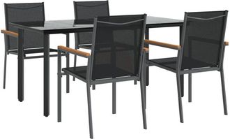 vidaXL Juego De Comedor Para Jard&iacute;n 5 Piezas Acero Y Textilene Negro Vidaxl