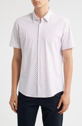 BOSS Roan Ken Floral Short Sleeve Button-Up Shirt in Open Pink at Nordstrom Rack, Size Small