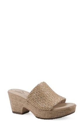 White Mountain Biancia Platform Slide Sandal in Natural/Metallic/Fabric at Nordstrom Rack, Size 9.5