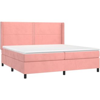 vidaXL Cama Box Spring Con Colch&oacute;n Terciopelo Rosa 200x200 Cm Vidaxl