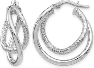 Diamond2Deal 10K White Gold Fancy Hoop Earrings