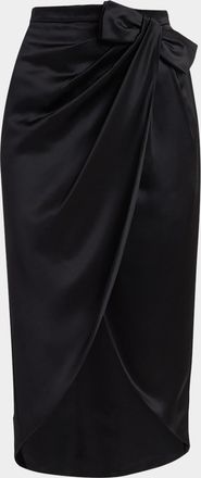 Valentino Garavani Draped Silk Bow Midi Tulip Skirt