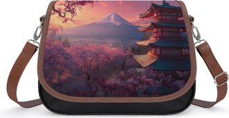 Generic Japan Chureito Pagoda Mt Fuji Crossbody Bags for Women Shoulder Messenger Bag Purse Handbags