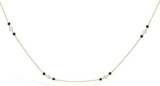 House of Brilliance 14K Yellow Gold Sapphire and 1/2 Cttw Diamond Station Necklace