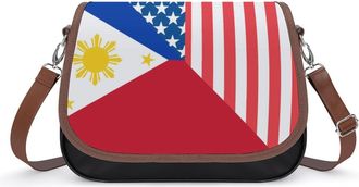 Generic Philippines & U.S. Flag Fashion Womens Crossbody Bags Novelty Handbag Shoulder Bag Purse