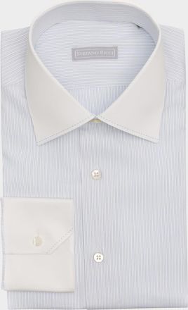 Stefano Ricci Mens Cotton Micro-Stripe Dress Shirt