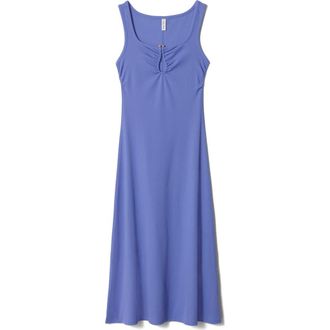 & Other Stories Keyhole Stretch Cotton Midi Dress in Blue Medium at Nordstrom Rack, Size X-Large