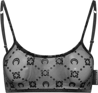 Marine Serre Black Moonogram Logo Detailing Bralette