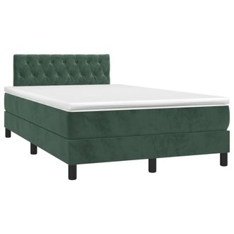 vidaXL Vidaxl - Cama Box Spring Con Colch&oacute;n Terciopelo Verde Oscuro 120x200 Cm