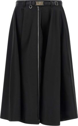 Prada Black Solid Midi Skirt