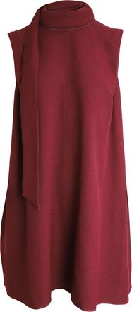 Victoria Beckham Victoria Victoria Beckham Tie-neck Sleeveless Flared Mini Dress in Maroon Polyester