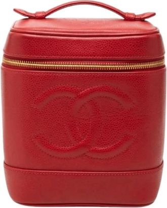 Chanel Pre-owned Vanity Bag - Dames - Vintage Handtas - Rood - ONE Size - Leer - Vintage
