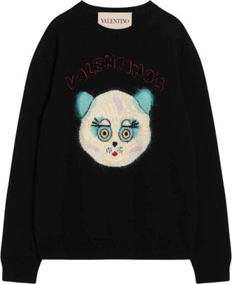 Valentino Garavani Zwarte Crewneck Sweaters Maglia Girocollo - Heren - Ronde hals truien - Zwart - L - Truien & Vesten
