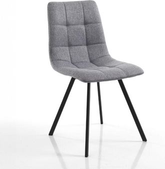 Oresteluchetta Juego De 4 Sillas De Comedor Tapizadas En Tela Con Patas De Acero Jane - Gris